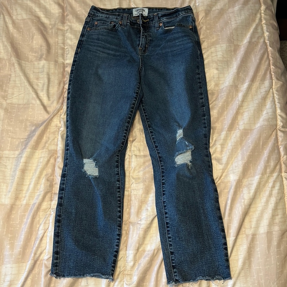 Denizen from Levi’s size 6-28. Darker blue, slightly distressed.